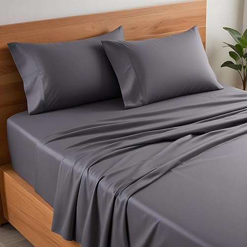 Miniatura 8 de Simple Deluxe Juego de sábanas de tamaño Queen, 4 piezas, sábanas de lujo para hotel, sin arrugas, bolsillos profundos, sábana transpirable y