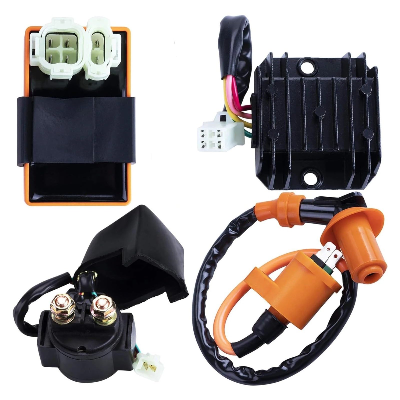 Ignition Switch Key Fit For 50cc 125cc 150cc ATV Quad Go Kart Moped Scooter Ignition Coil Voltage Regulator Rectifier Solenoid Kit Ignition Coil Replacement