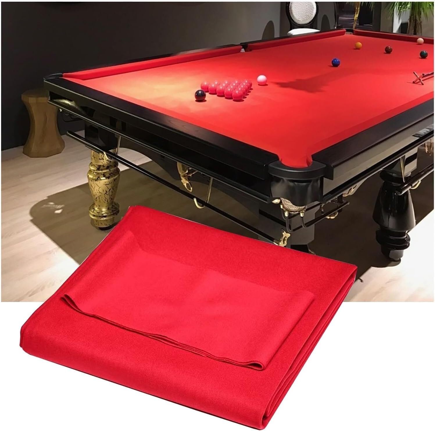 LXXW Billiard Cloth Red Pool Table Cloth Set, Suitable for American 8-Ball, 9-Ball, and Snooker Tables, Can Be Cut to Size Pool Table Felt