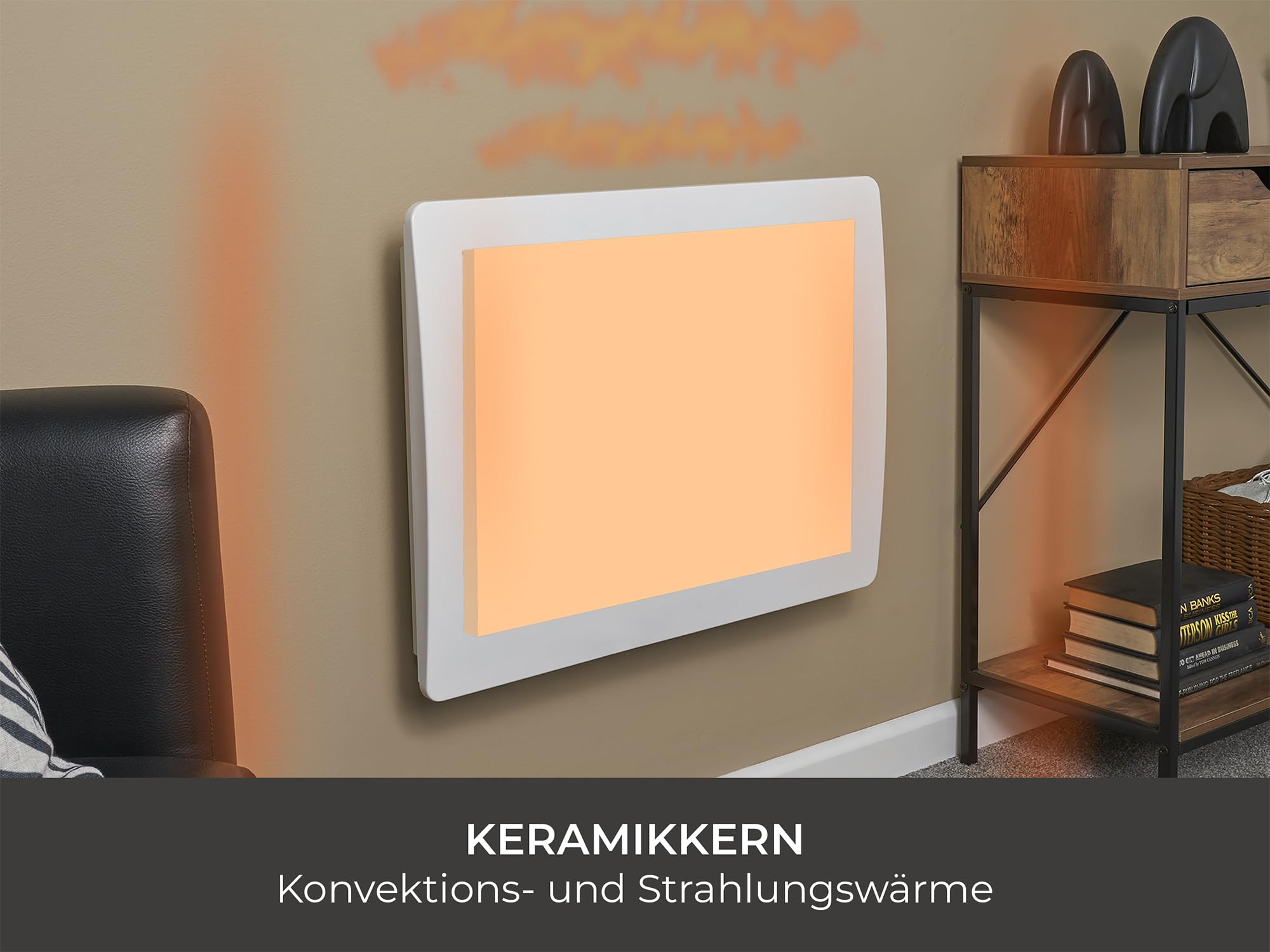 Adam Solis 1000 W Keramikkern-Elektroheizkörper in Weiß