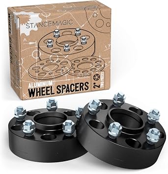 StanceMagic 50mm Hubcentric Wheel Spacers, 5x114.3, 66.1mm Bore, Black 2pc