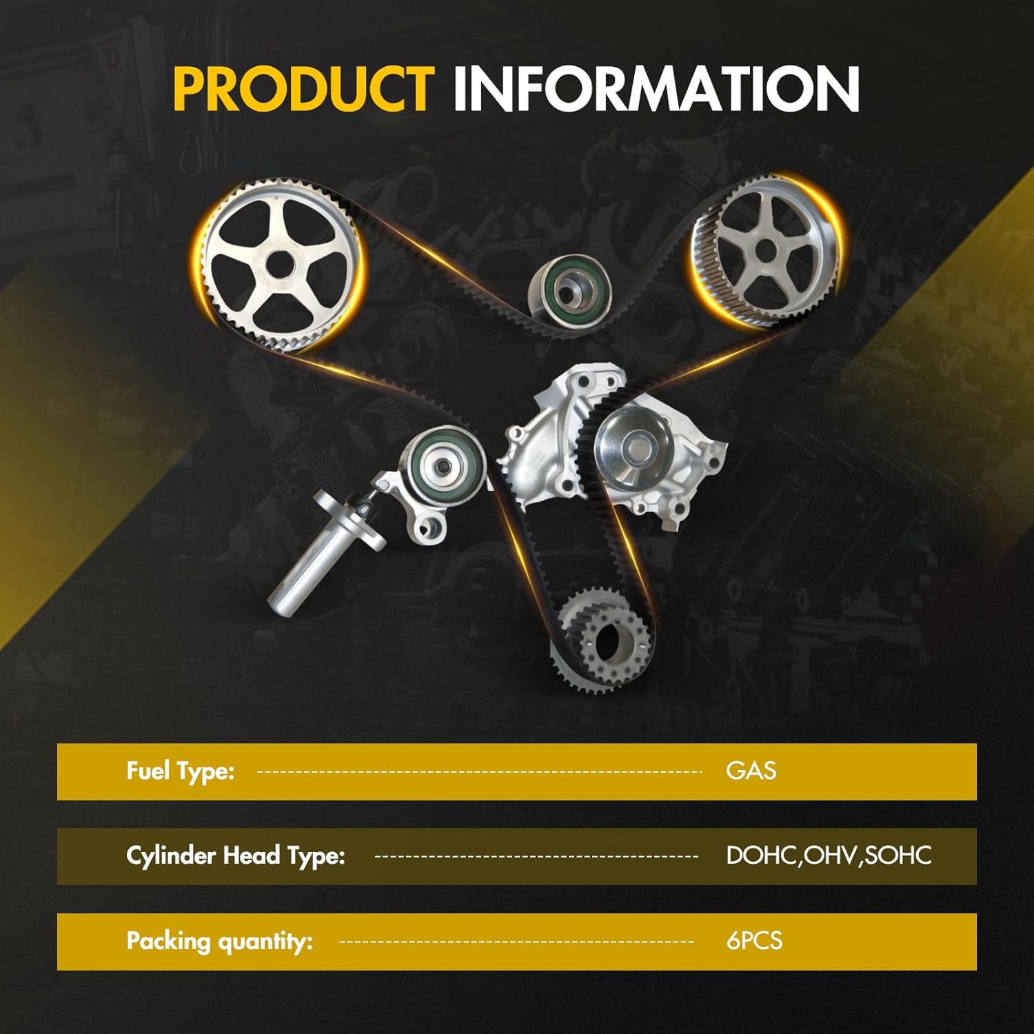 OCPTY Timing Belt Kit with Water Pump Replacement 1999-2005 For Volkswagen Beetle l4 2.0L For Golf l4 2.0L 1999-2005 For Volkswagen For Jetta l4 2.0L Replaces TBK296 WP9020 WP180-2220