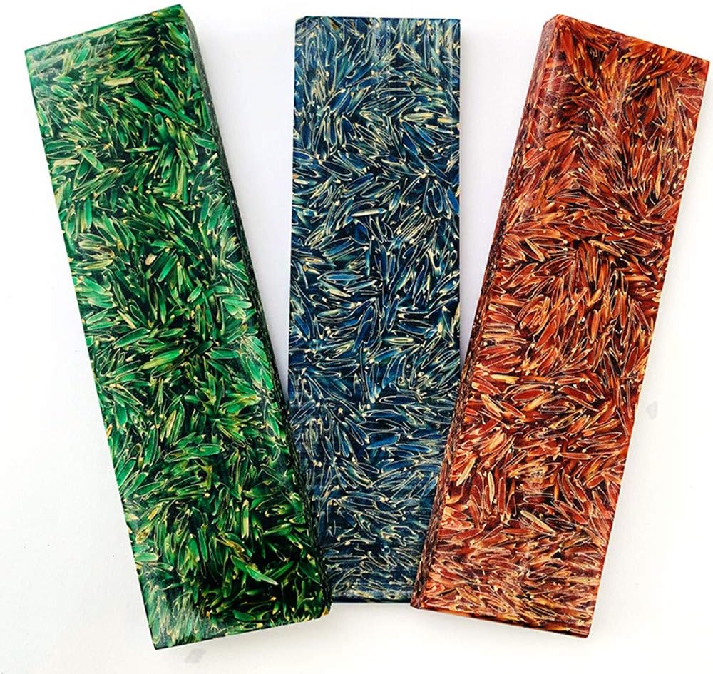 2pcs Grain Resin Knife Handles Scales Composite Material EDC DIY Tools for Knives Making Blank Blades Slingshot Jewelry Making Sting Ring