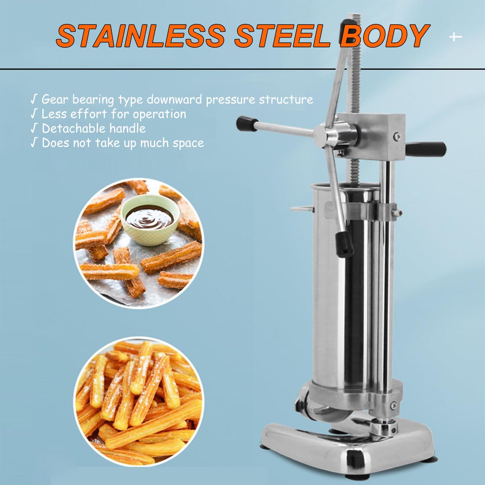 MáQuina Para Hacer Donas EspañOlas Manuales De Acero Inoxidable, MáQuina Comercial Vertical Para Churros Con 5 Boquillas Para Uso DoméStico En Restaurantes