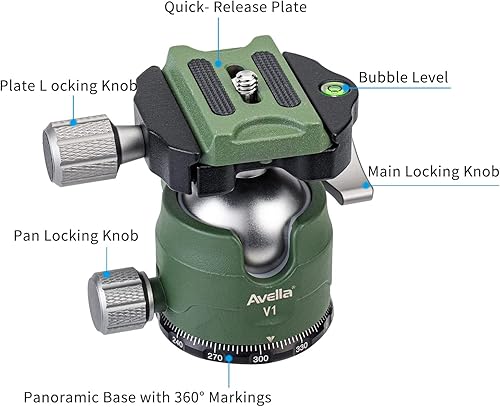 Miniatura 4 de Avella V1 - Trípode para cámara réflex digital (1.496 in), giro de 360 grados, diseño de ranura en forma de U, para cámara réflex digital Canon