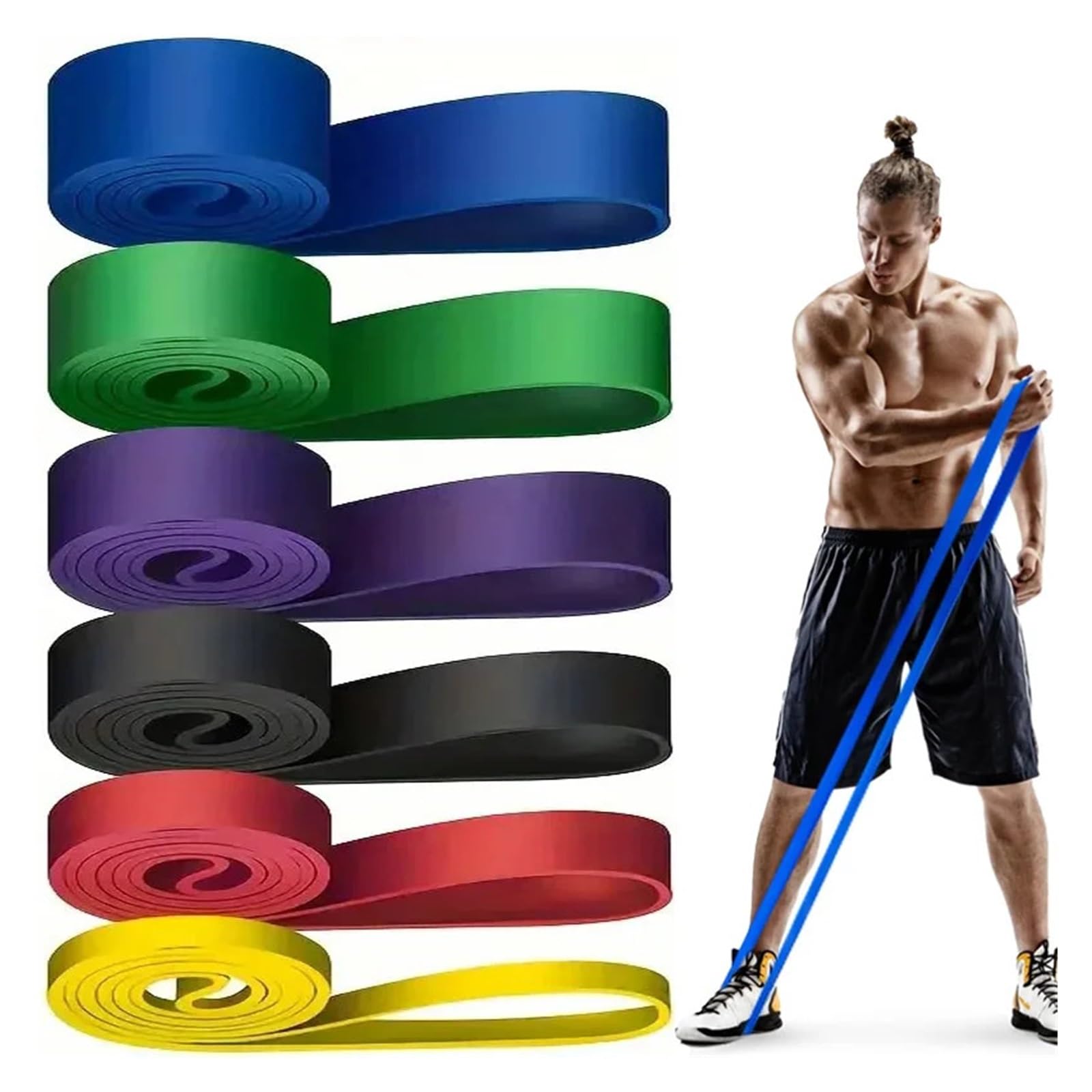FitnessbäNder 1-teiliges Yoga-Widerstandsband mit verschiedenen Ebenen, elastisches Fitness-Stretching-Band, for Heben der Hüfte, tiefes Hocken, Körperformung für Beintraining