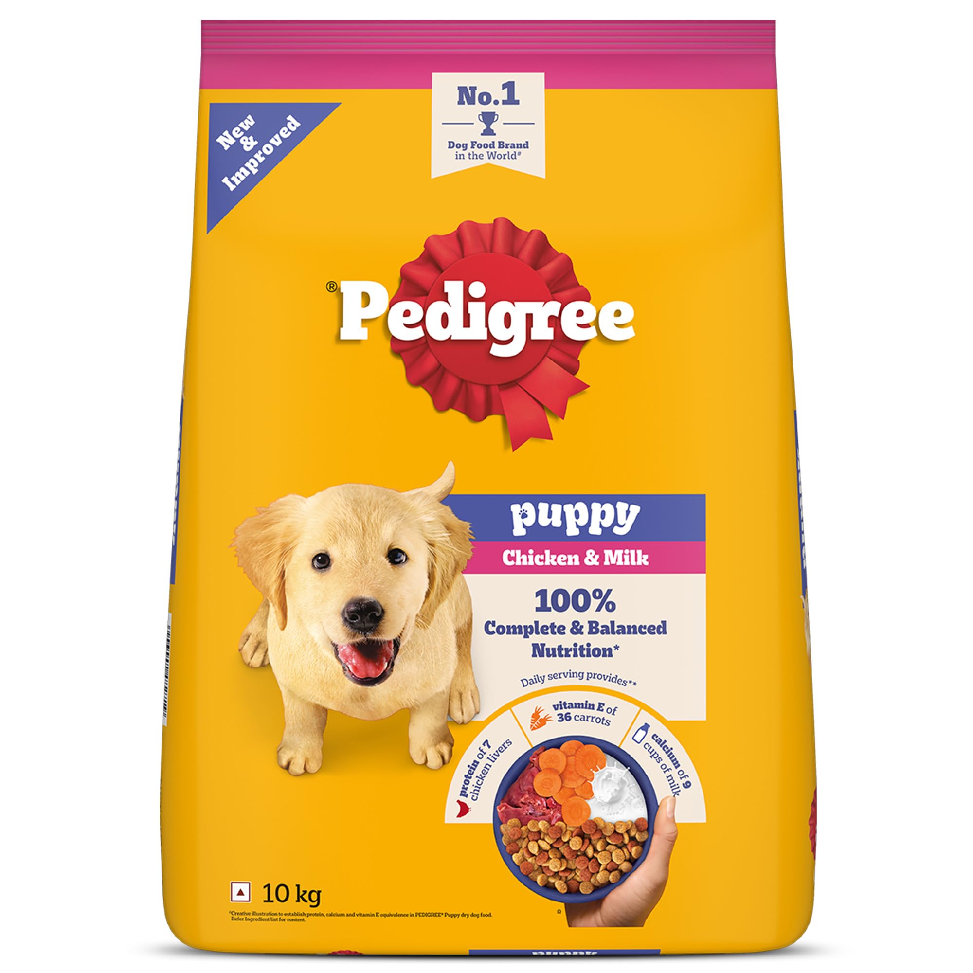 Pedigree Puppy Dry Dog Food, Chicken & Milk, 10kg Pack