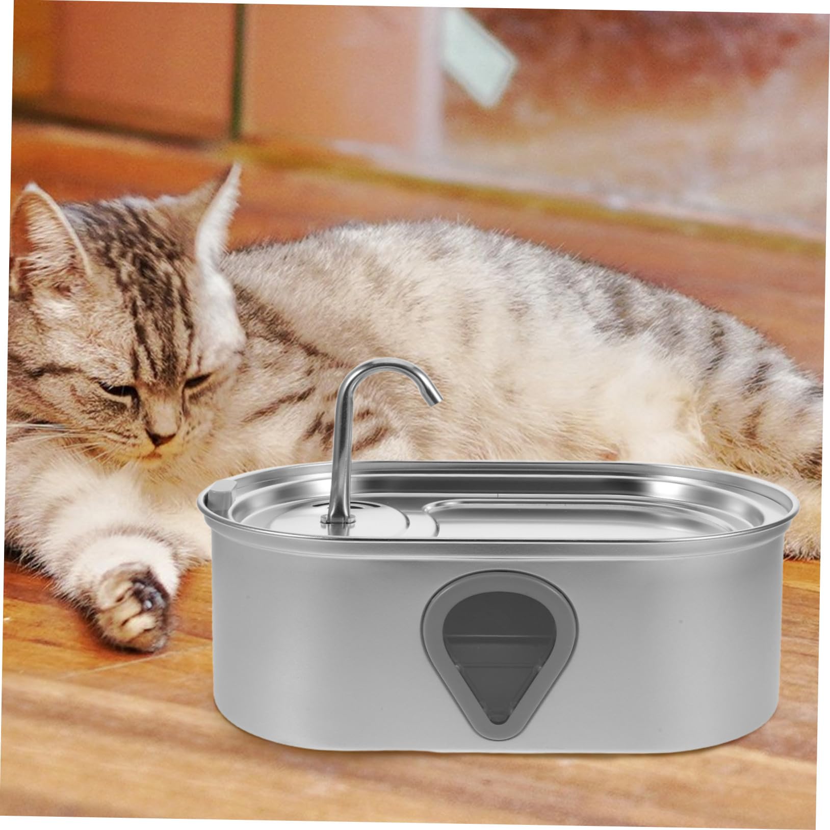 VANZACK Fuente De Agua Automática para Mascotas De Acero Inoxidable De Bebedero Automático Dispensador De Agua para Gatos y Perros Pequeños
