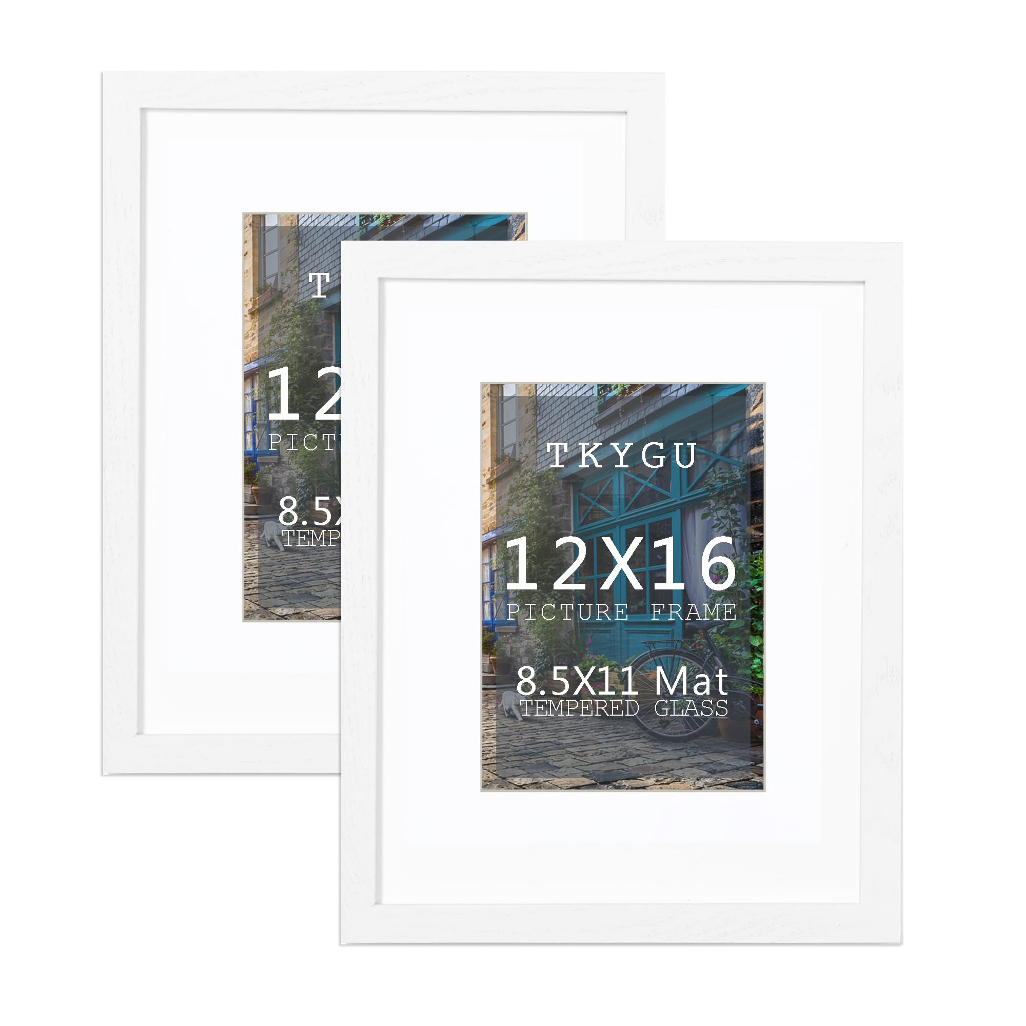 Lot de 2 cadres photo blancs de 30,5 x 40,6 cm, pour certificat, document, affiche, cadre en verre trempé HD, cadre en bois MDF de style traditionnel pour décoration murale, photo et impressions