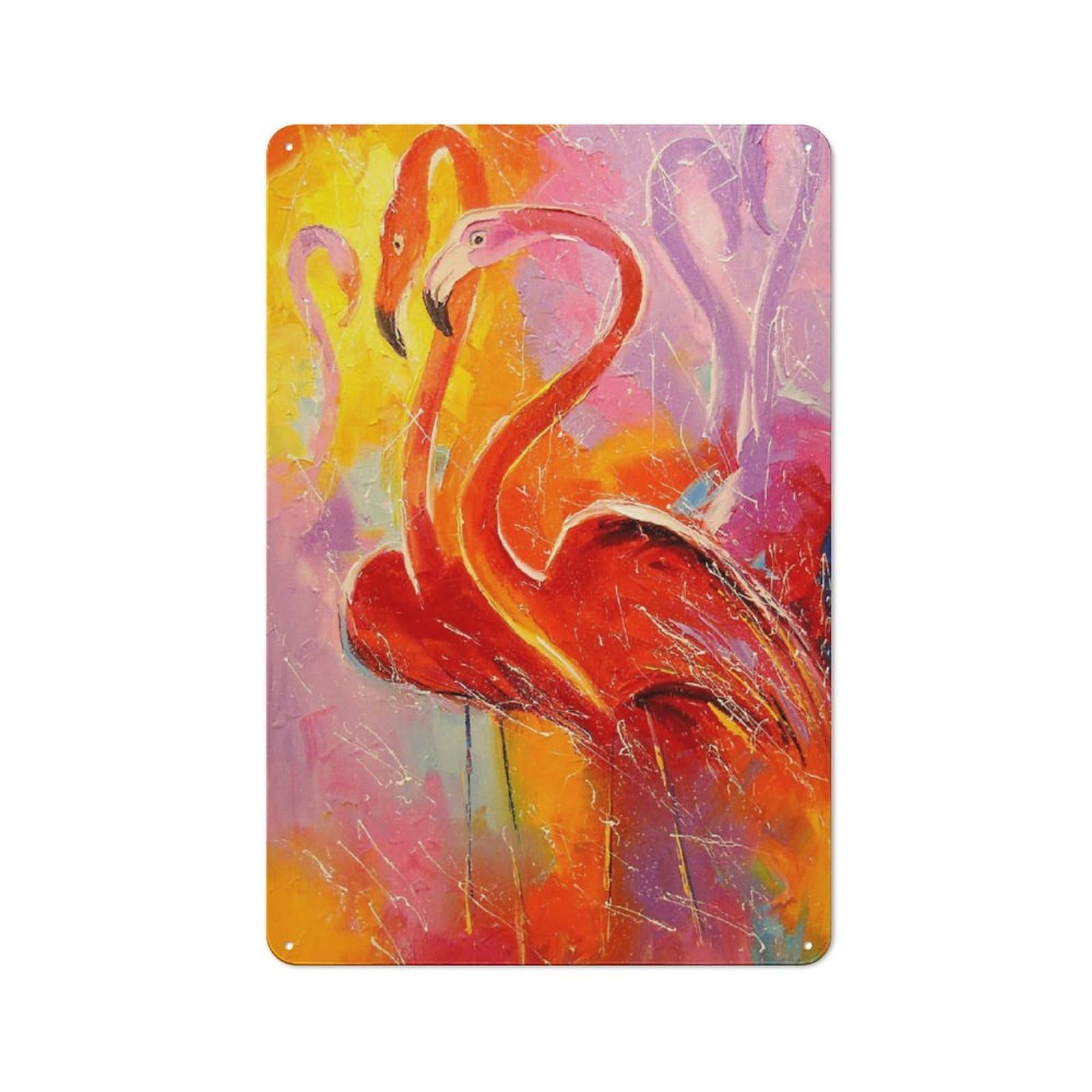 Junmoney Flamingo Tin Wall Plaque 30X20cm With For Workshop Wall, Suited To Makers And Diy Enthusiasts