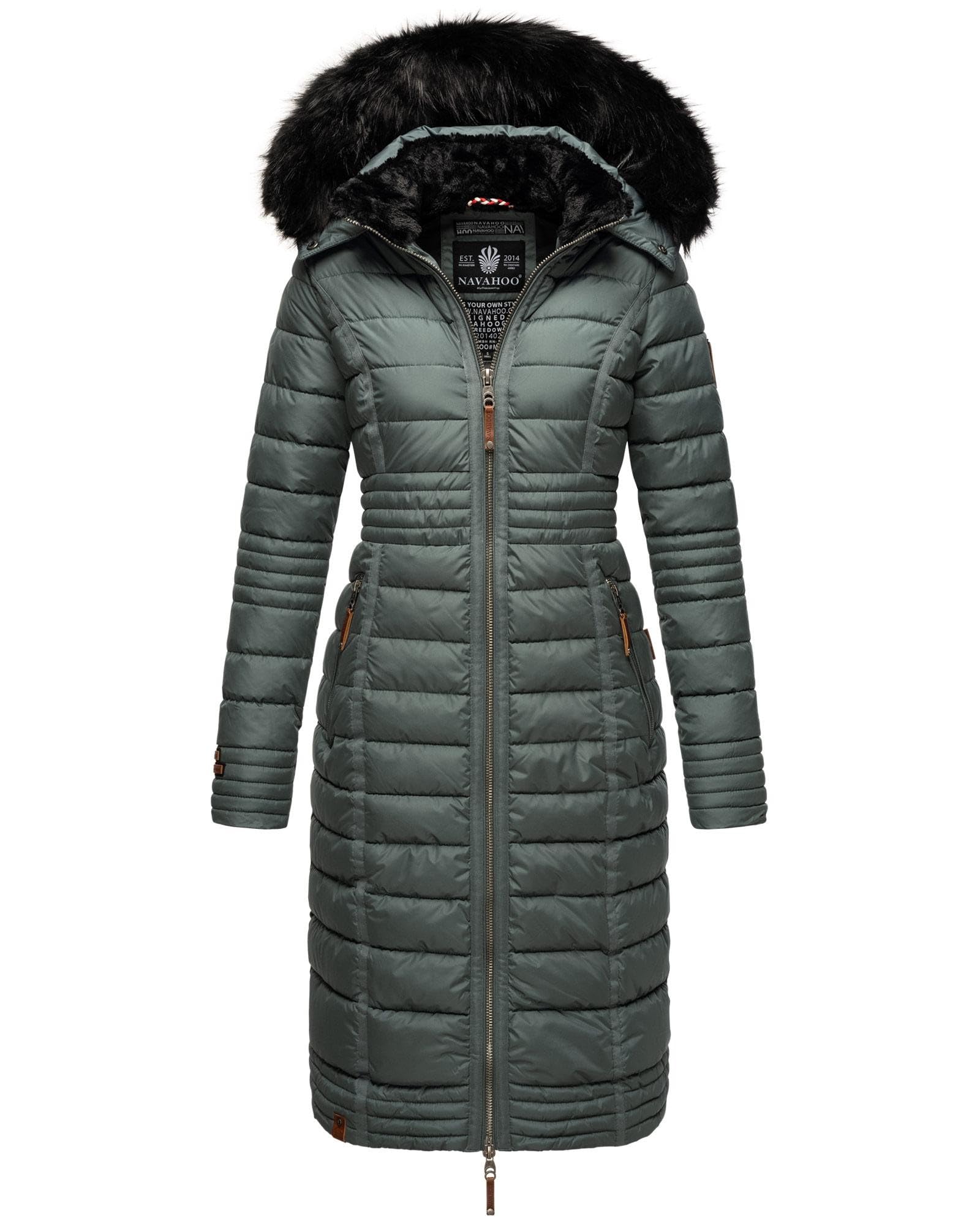 Navahoo B670 - Abrigo de invierno para mujer, acolchado largo, cálido, de peluche