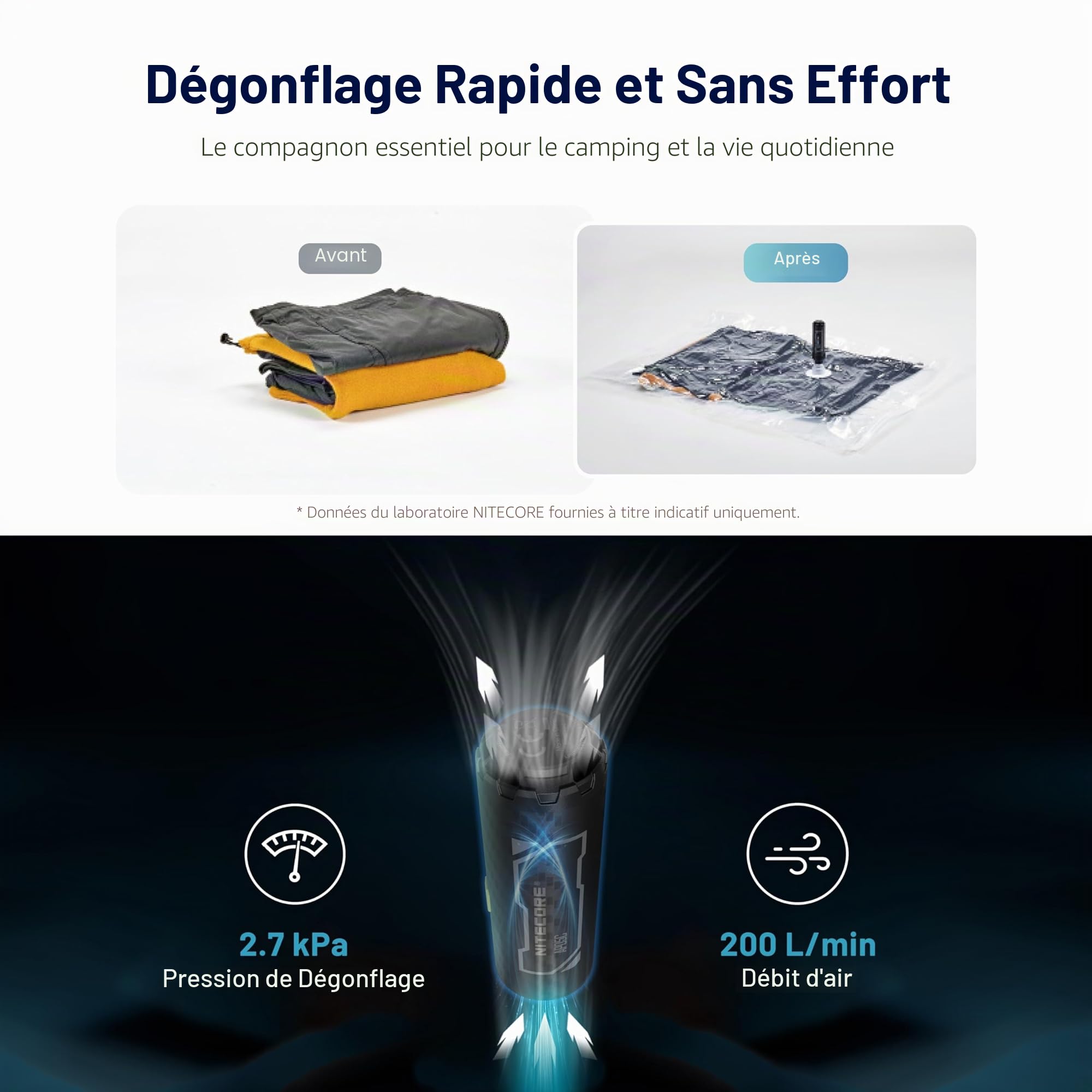 Nitecore AP05C Pompe à air en fibre de carbone ultra légère avec étiquette Nitecore