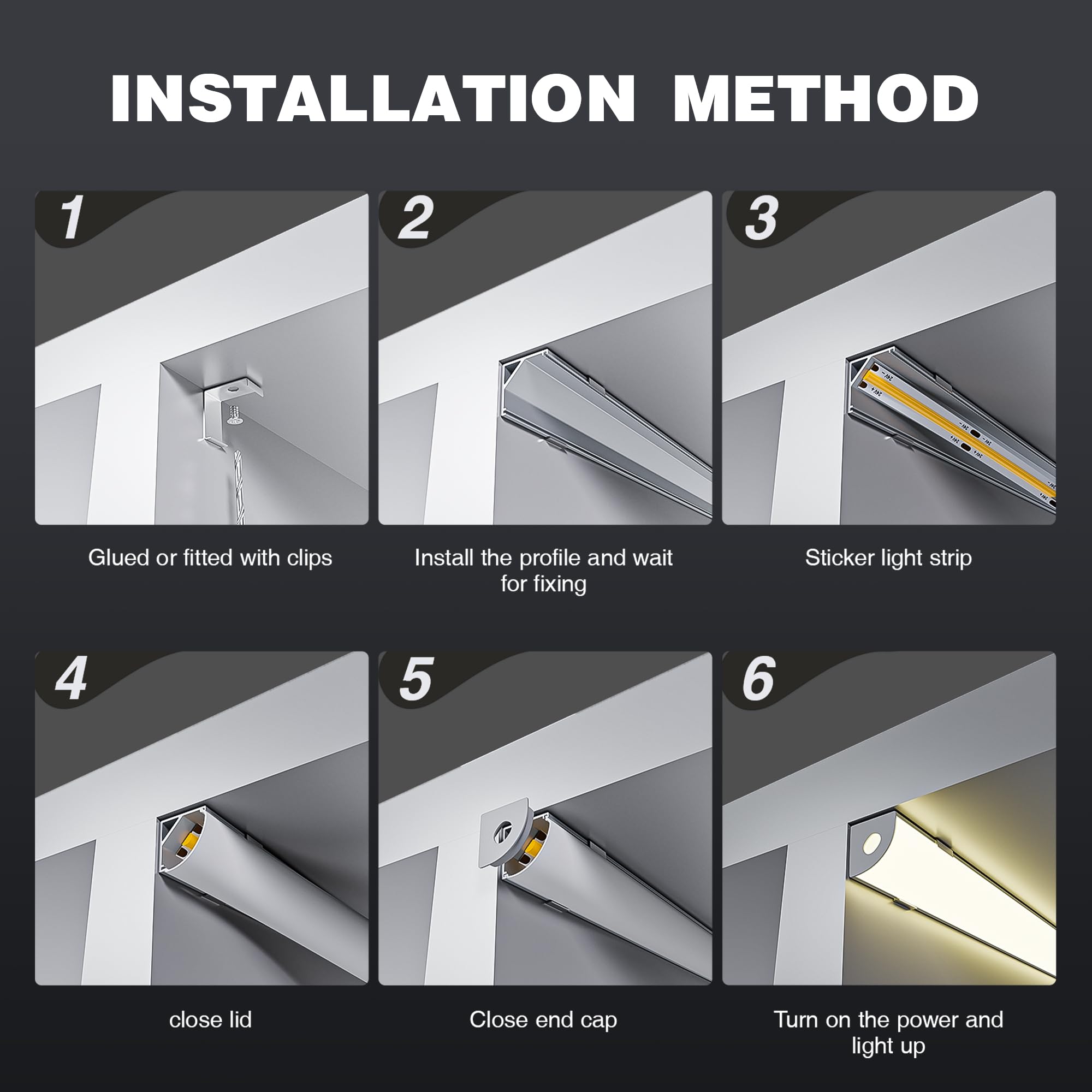 Shine Plus LED Eckprofil 2 m x 30 Stücke, Aluminium eloxiert, Profil 45 Grad V Form, für LED Streifen bis 10 mm