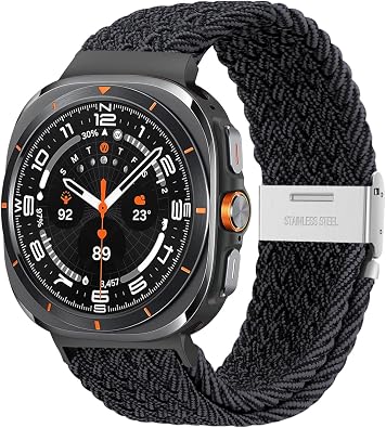 Braided Stretchy Band Compatible with Samsung Galaxy Watch Ultra Bands 47mm, Quick-Drying Breathable Nylon Sport Strap for Samsung Watch 7/8 Ultra 2025/2024 Men Women