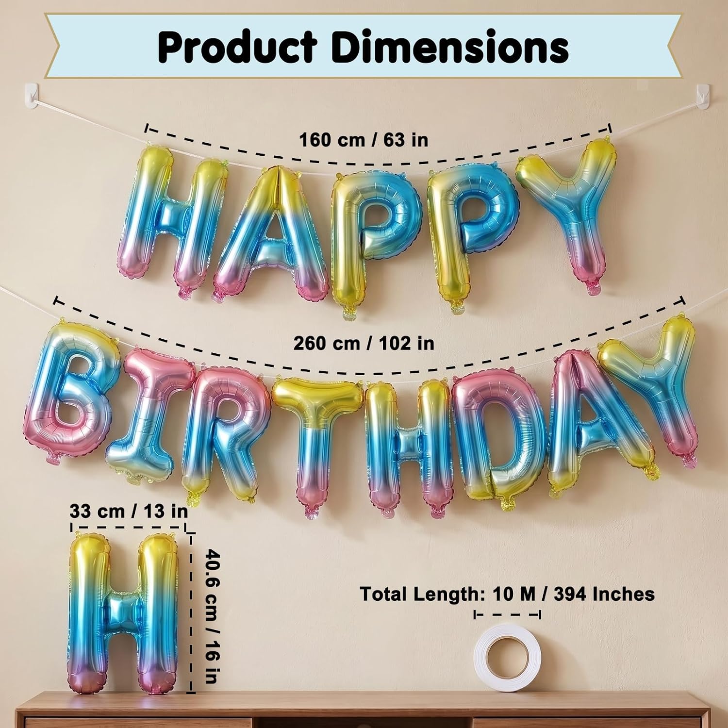 Pup Go Happy Birthday Balloon Banner, 16 Inch Foil Letter Balloons Kit image 3