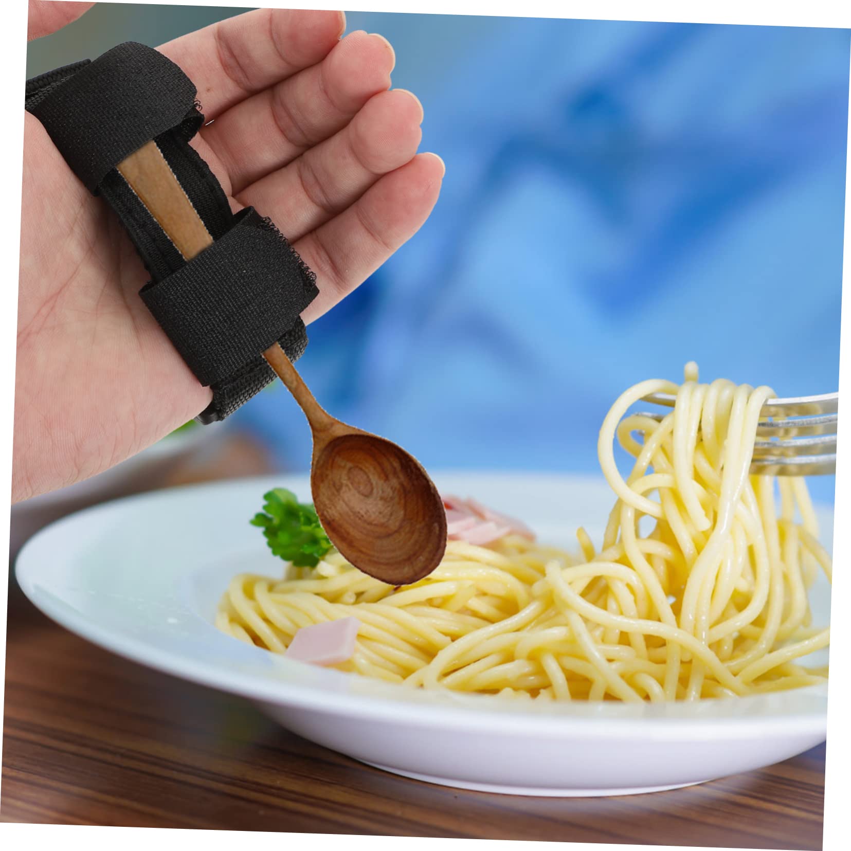 2 Piezas Kit De Ayuda Alimentaria Para Discapacitados Utensilios Cubiertos Soporte Ajustable Correa Para Soporte De Implementos Correa De Fijación Duradera Correa Para Cuchara SEWOART
