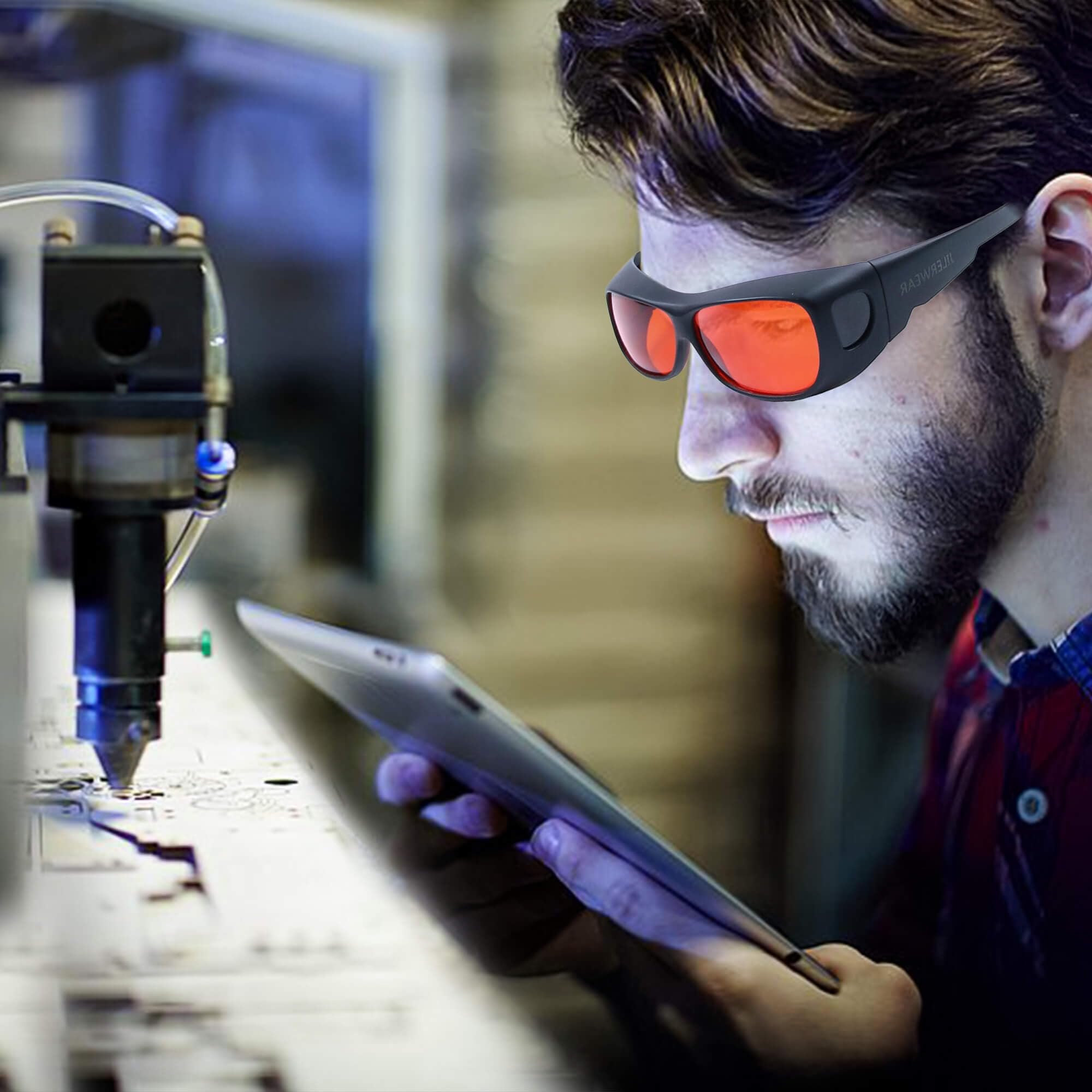 JILERWEAR Protection de sécurité OD6+ - 180 nm-540 nm - Lunettes de protection laser professionnelles pour laser de 405 nm, 445 nm - Laser 532 nm et lunettes de protection laser lilas/bleu/vert 450 nm