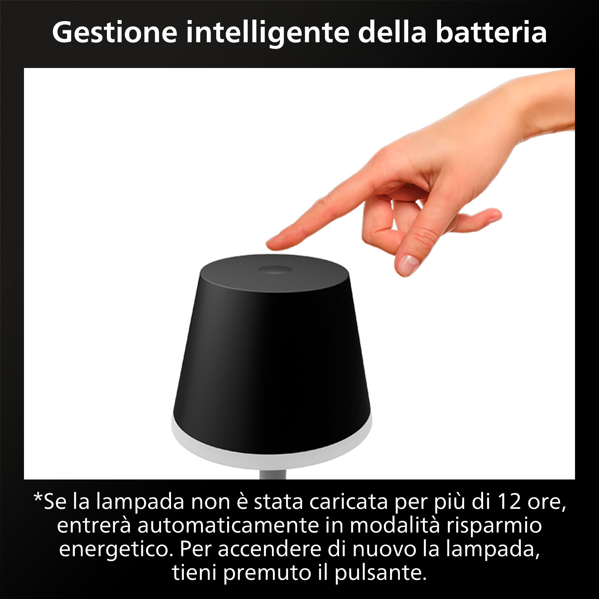 PHILIPS Hue White and Color Ambiance Lampada da Tavolo Hue Go Portable con Luci Smart Bianche e Colorate, Dimmerabile, Lampada da Tavolo Design per Interni ed Esterni, IP54, 6,2W, Nero