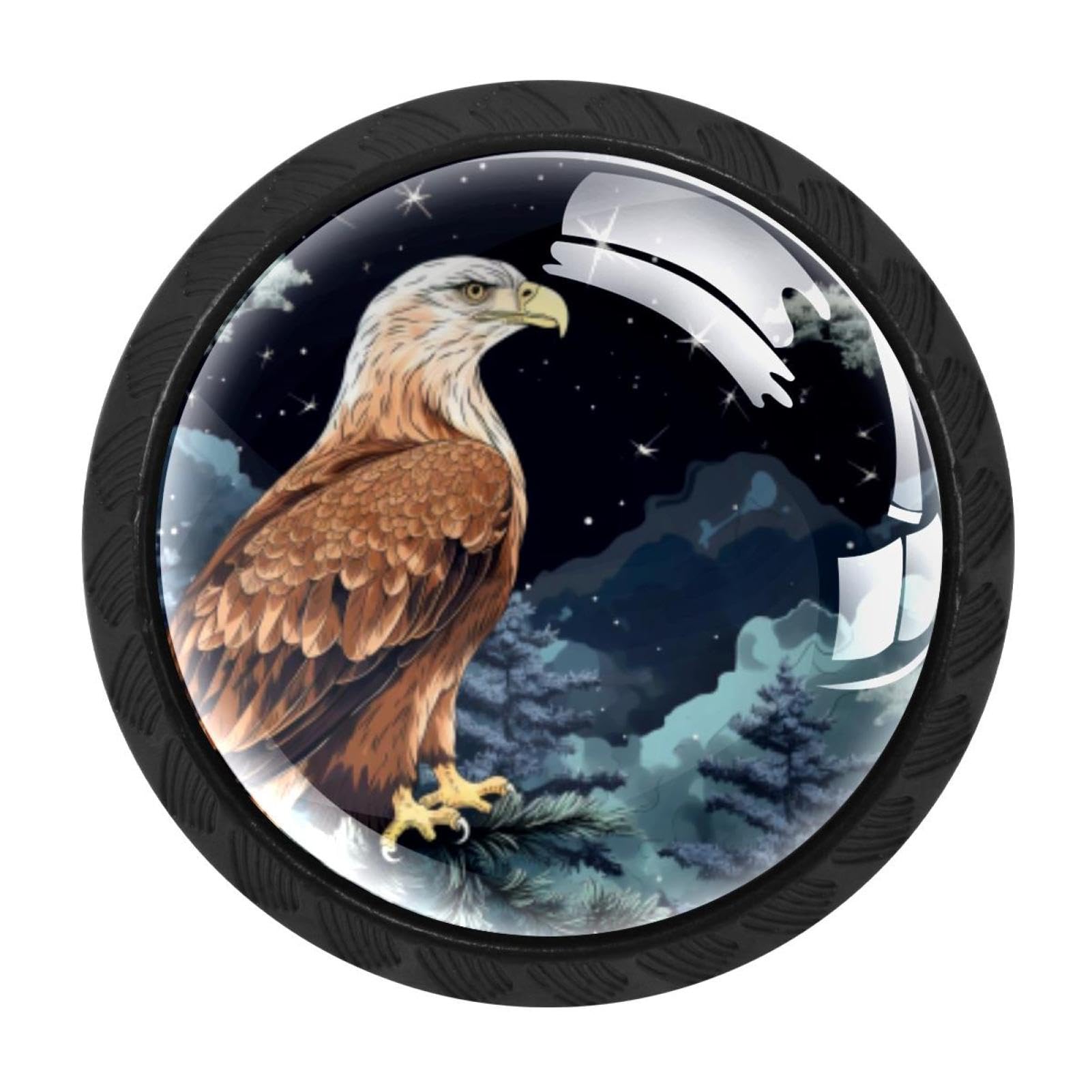 Chenzzzz Multicolored 03 Starry Eagle Drawer Knobs Pull Handles 4 Pcs Glass Cabinet Drawer Pulls For Home Kitchen Office Cabinet Cupboard