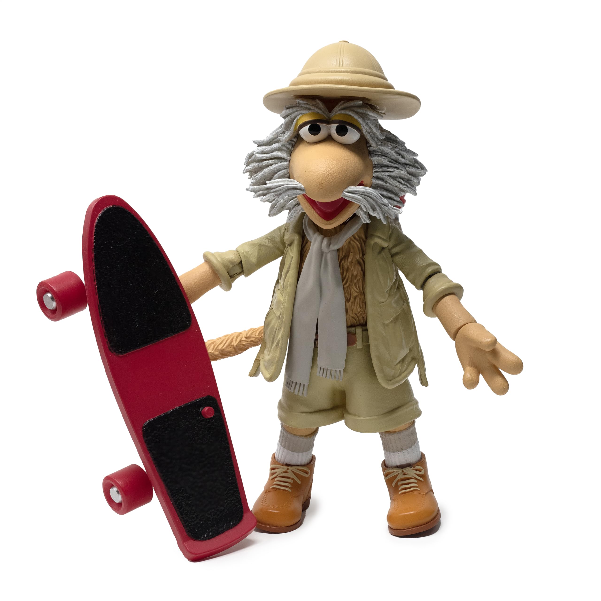 Uncle Traveling Matt, Fraggle Rock Collectible Action Figure – Highly Articulated Figurine & Accessories - Orb, Skateboard, Walking Stick, Interchangeable Hands & Expression – 1:12