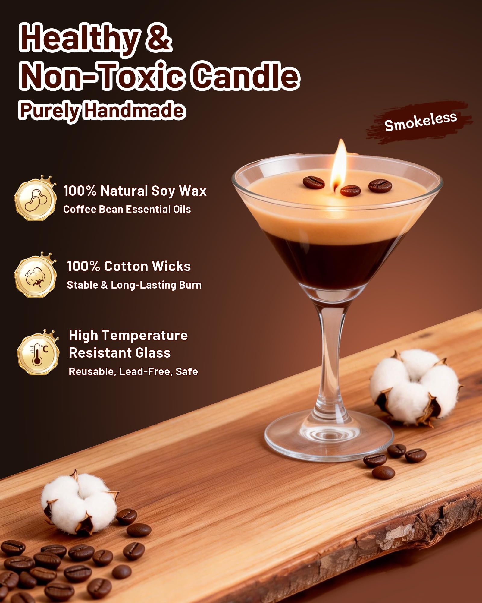 Espresso Martini Candle Gifts for Women Men, Coffee Themed Unique Gift for Espresso Lovers, Soy Wax Candles Kit for Coffee Bar, Home Decor for Mother, Birthday, Christmas, Halloween