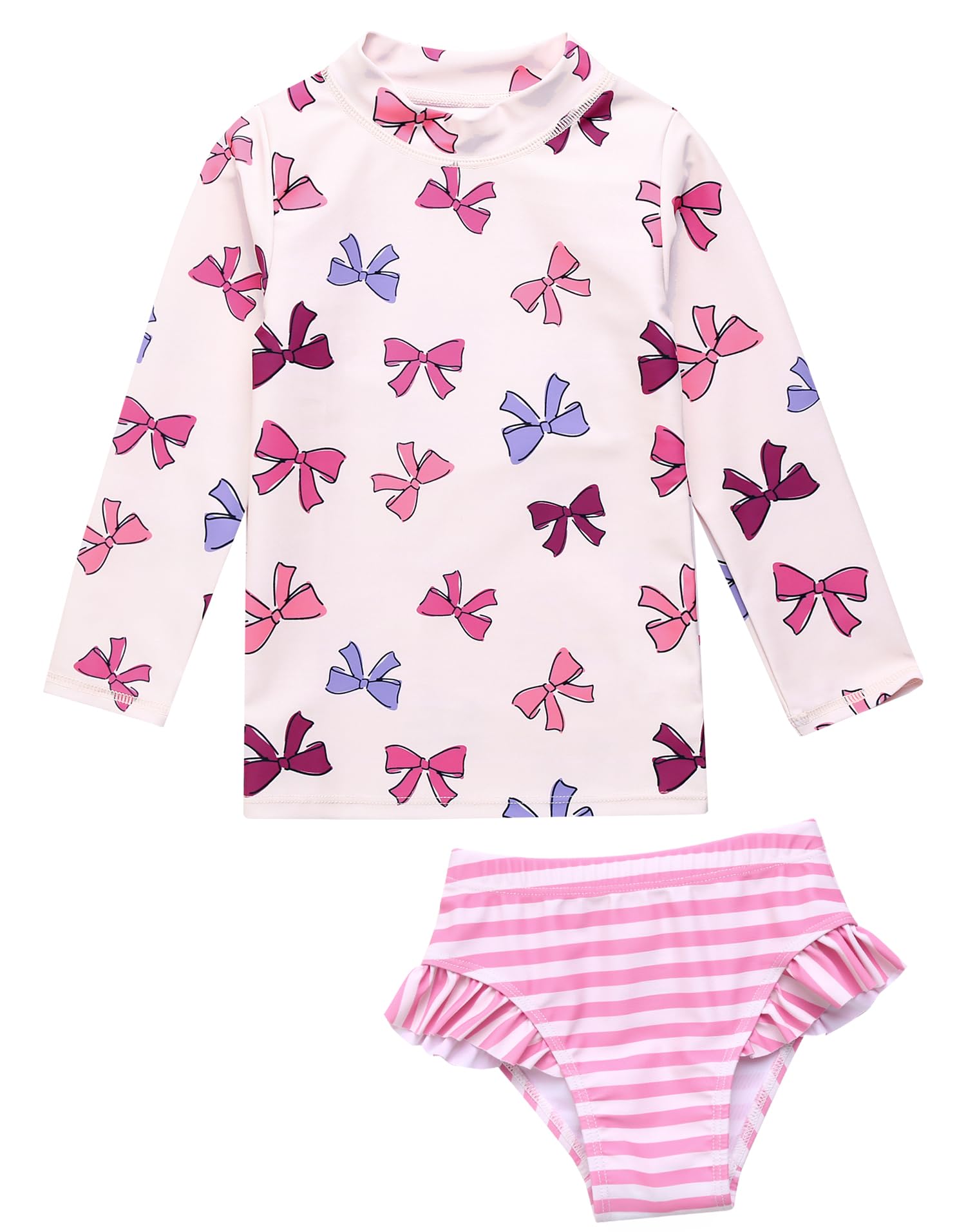VAENAIT BABY Girls Rash Guard Swimsuit UPF 50+ Long Sleeve Toddler Bathing Suit Ribbon Stawberry Floral Fruit for 2~8Years