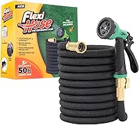 Flexi Hose 50FT Expandable Garden Hose with 8-Function Nozzle - Lightweight, No-Kink, Puncture-Resistant with Brass Fittings