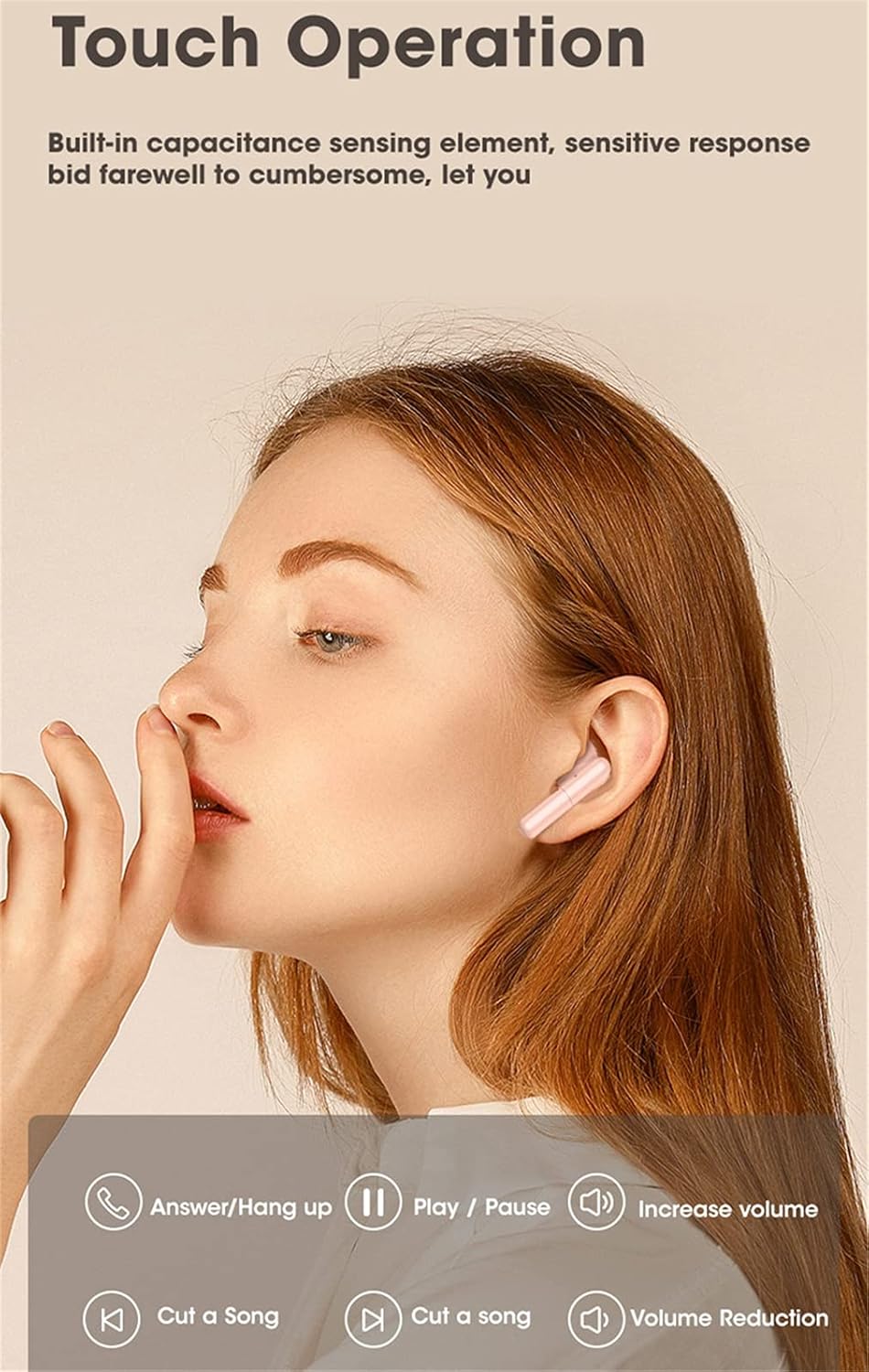 True Wireless Earbuds Bluetooth 5.0 Headphones with Charging Case and LED Display HiFi Stereo Headset in-Ear Built-in HD Mic with Deep Bass for Sports Work,White