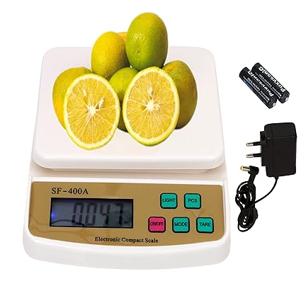 KRIKAV Weight Machine | Weighing Scale, SF400A Digital Weight Machine, Weight Machine for Home Kitchen & Shop, Multipurpose Portable, Electronic Weight Machine, (10 Kg Kitchen Scale with Adopter)