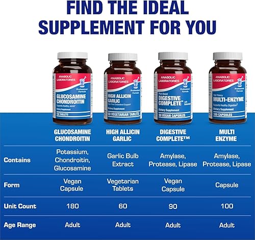 Miniatura 8 de Anabolic Laboratories Tabletas de glucosamina condroitina - 180 suplementos nutricionales para la salud de las articulaciones - Contiene 500 mg de
