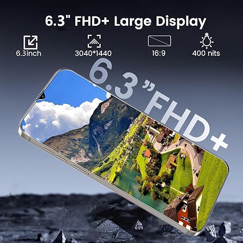 Miniatura 2 de Echoamo Teléfono celular C24 Ultra desbloqueado Android 14, 4GB+128GB Octa-core Smartphone, 6800mAh Teléfono móvil, 6.3 "FHD+, bloqueo de huellas