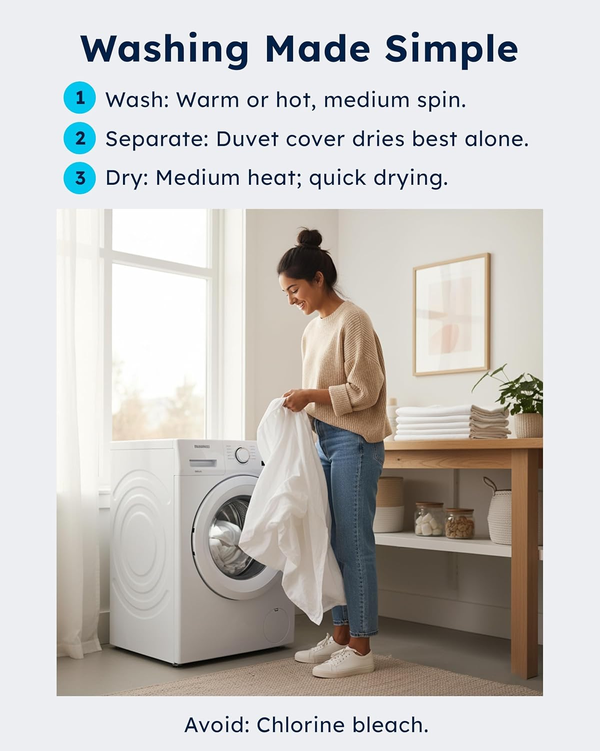 Wooflinen 100% Viscose Derived from Bamboo Sheets & Duvet Cover Set – Soft Feel Like Silk Bed Sheets – Two-Toned, Breathable, Cooling Bedding – Full, 6 Pc Set - Image 8