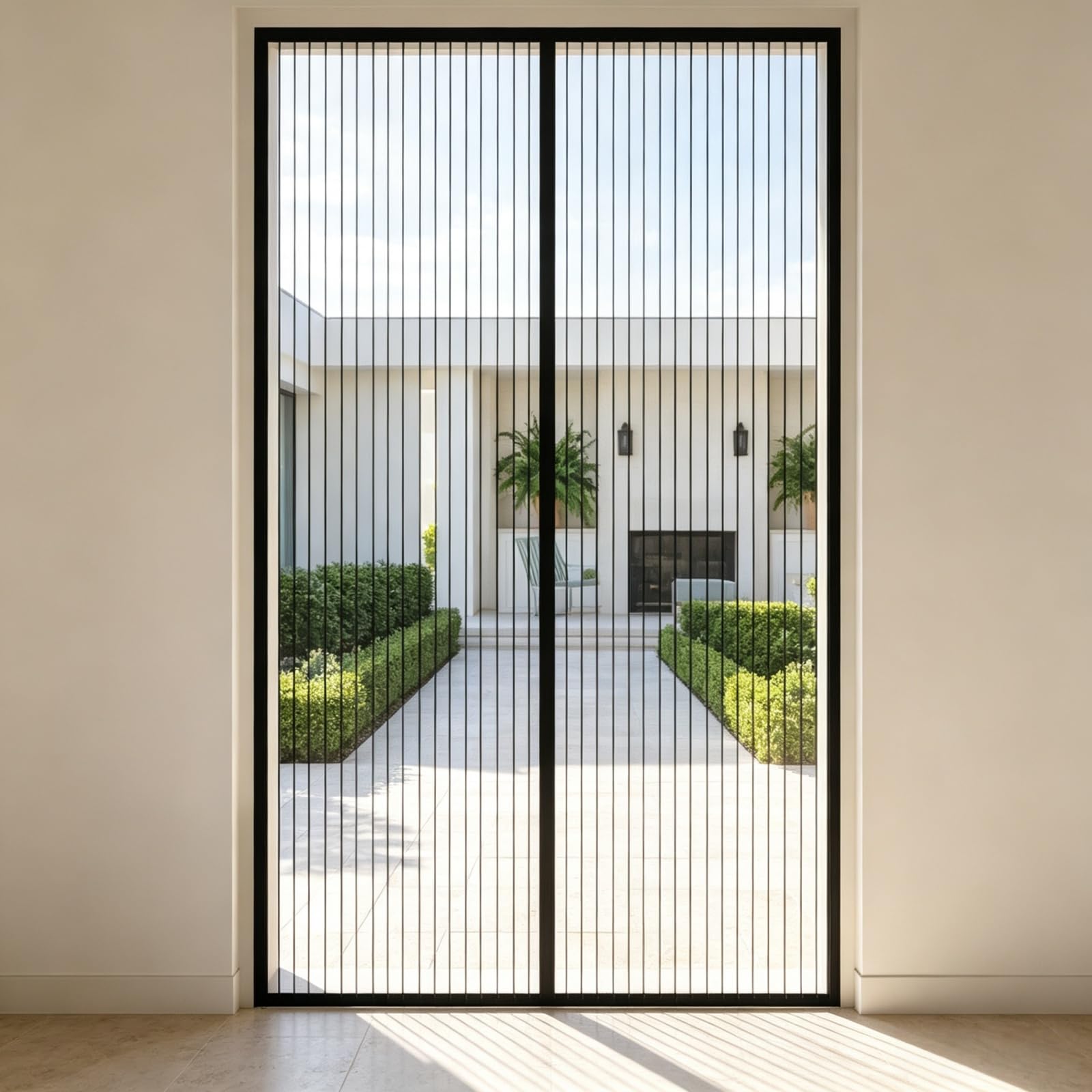Magnetic Screen Door 76 x 216 cm Keep Bugs Out Lets Fresh Air in Fly Screens for Doors No Drill Installation for Terrace, Cellar Sliding Doors, Black