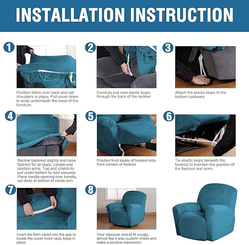 Miniatura 6 de H.VERSAILTEX - Funda para sillón reclinable de terciopelo de 1 pieza, para sillón reclinable grande, protector de muebles de terciopelo suave de