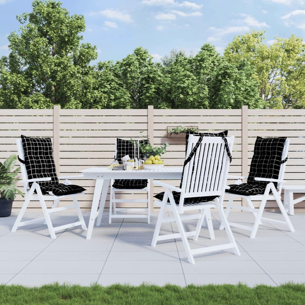 Poduszki na wysokie oparcie 4 sztuki, czarna tkanina Oxford | 120 x 50 x 7 cm, wypełnienie z pustych włókien PP, antypoślizgowe z elastycznymi paskami, do biura patio