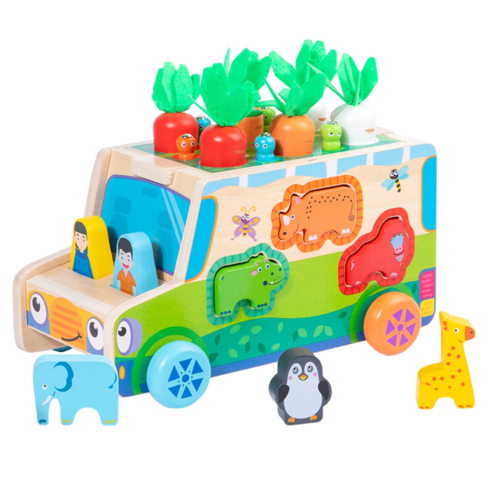 Amazon | Wooden Teether 7 in 1 モンテッソーリおもちゃ 木製