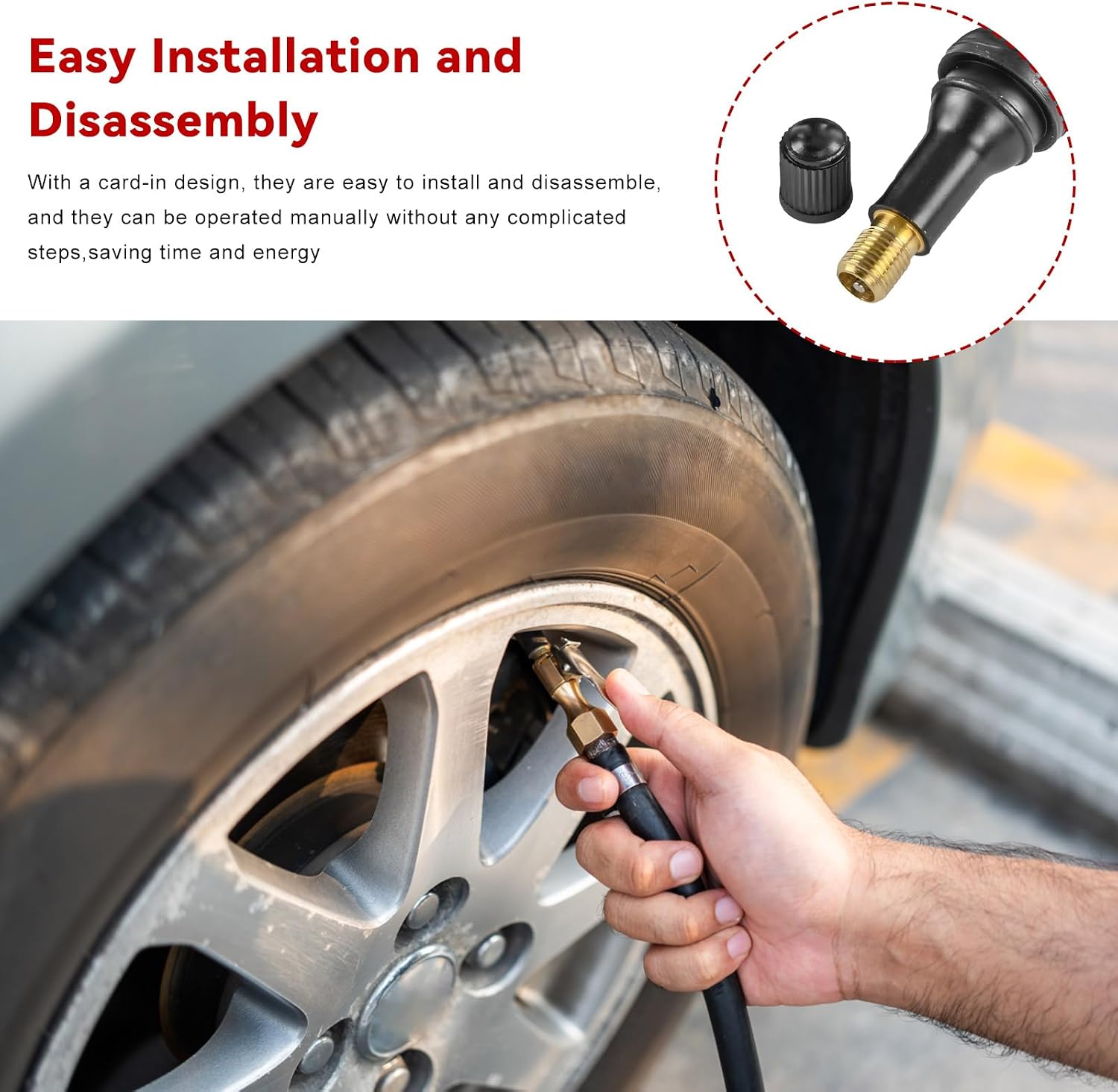 10 PCS TR413 Rubber Snap-in Tire Valve Stems, Tubeless Standard Rubber Valve Stem Fit 0.45 Inch Rim Holes, Universal Tire Valves Stems Replacement for Cars Go Karts Trucks