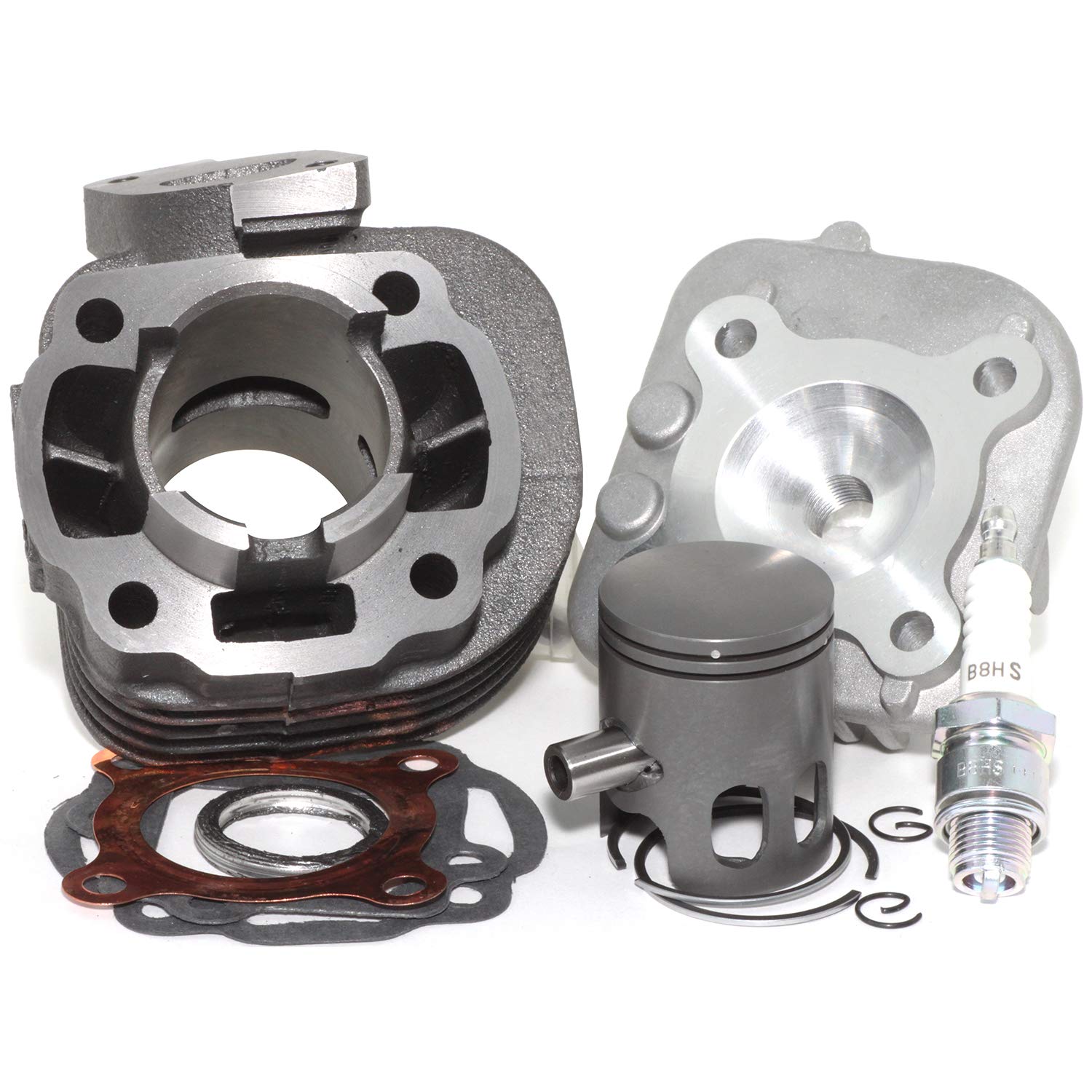 Easyboost 50cc Cylinder Kit for Yamaha Jog-R Neo’s Cast Iron Bi-Segment Piston Original Type Minarelli horizontal AC Malaguti F10 F12 SR Rally Sonic Scarabeo for MBK Mach-G Ovetto