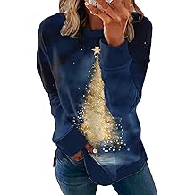 MARSVOVO Christmas Shirt for Women Crewneck Christmas Graphic Sweatshirt Casual Holiday Tops