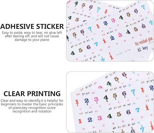 Miniatura 3 de ARTIBETTER Calcomanías de números, 2 hojas, calcomanías para teclado de piano, letras electrónicas, calcomanías de teclados extraíbles para 61