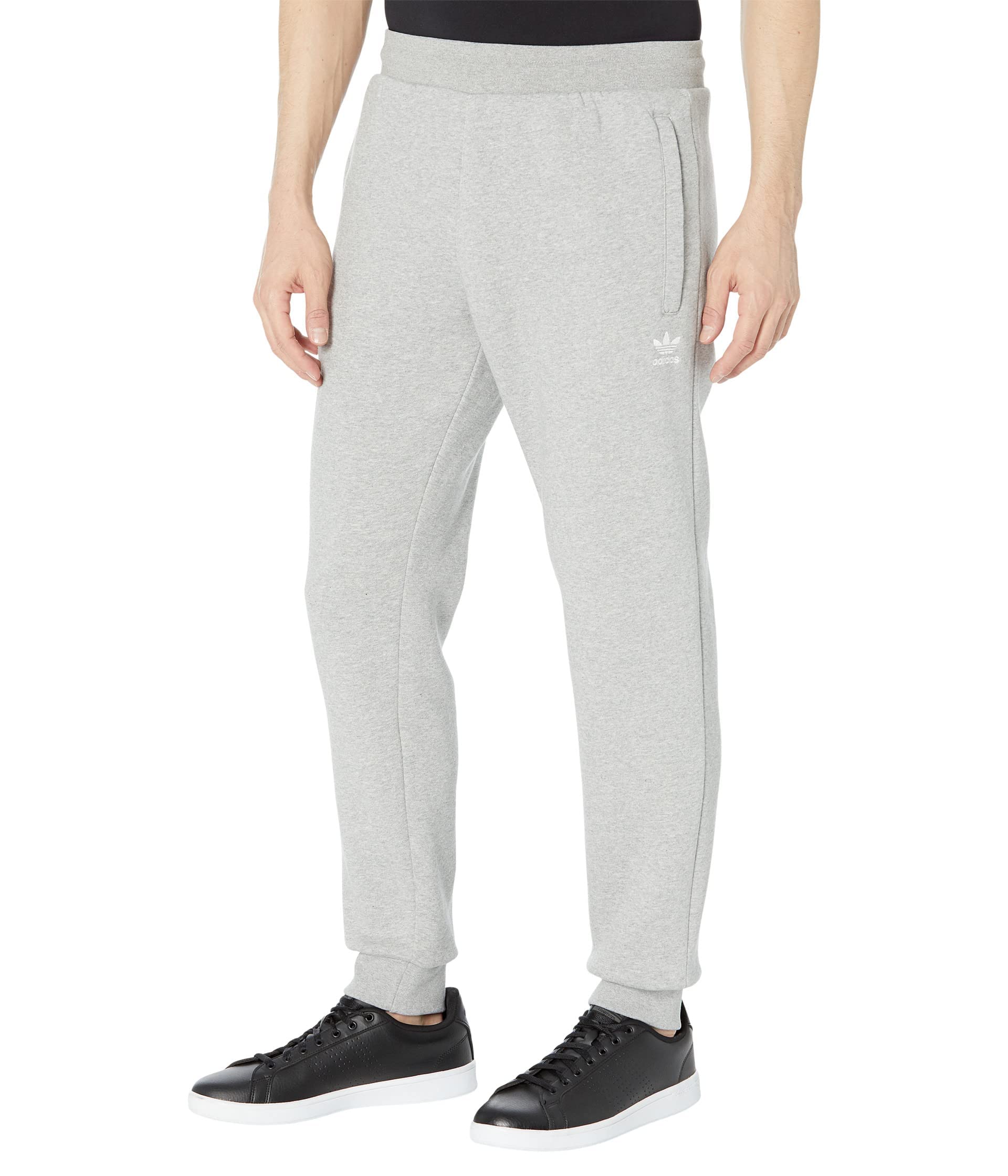 Adidas Originals Men's Medium Grey Heather Trefoil Essentials Pants, Small