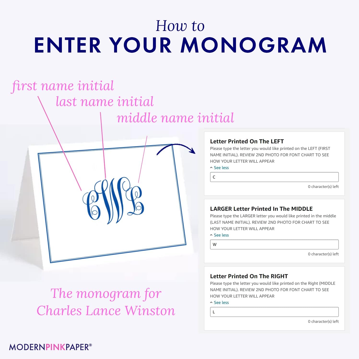 Classic Monogram Stationary Set FOLDED NOTE CARDS, Personalized Stationary Set, Personalized Monogram Stationery, Your Choice of Colors and Quantity - Image 5