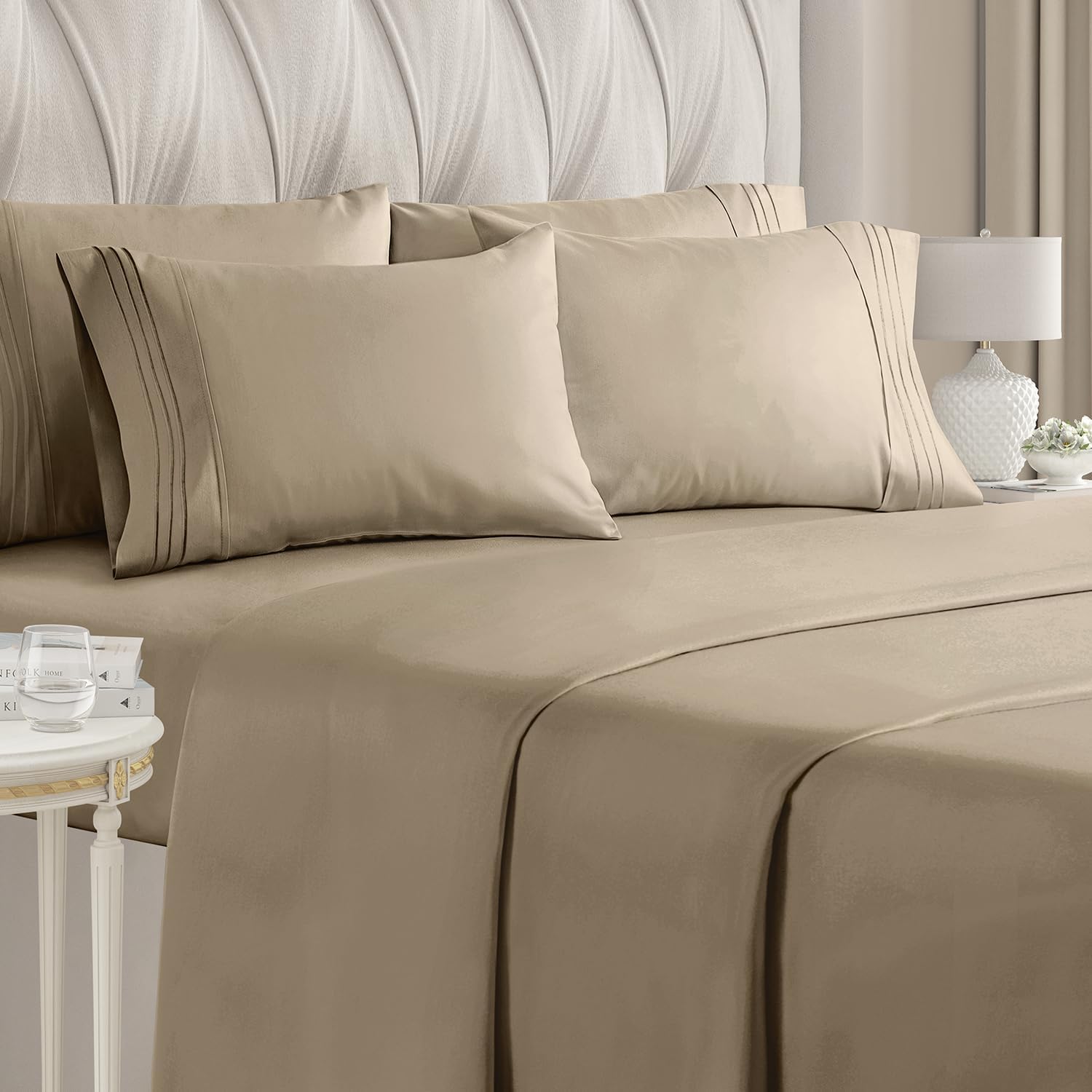 CGK Unlimited Bed Sheet Set White Sheets Flat Sheet Fitted Sheet 4