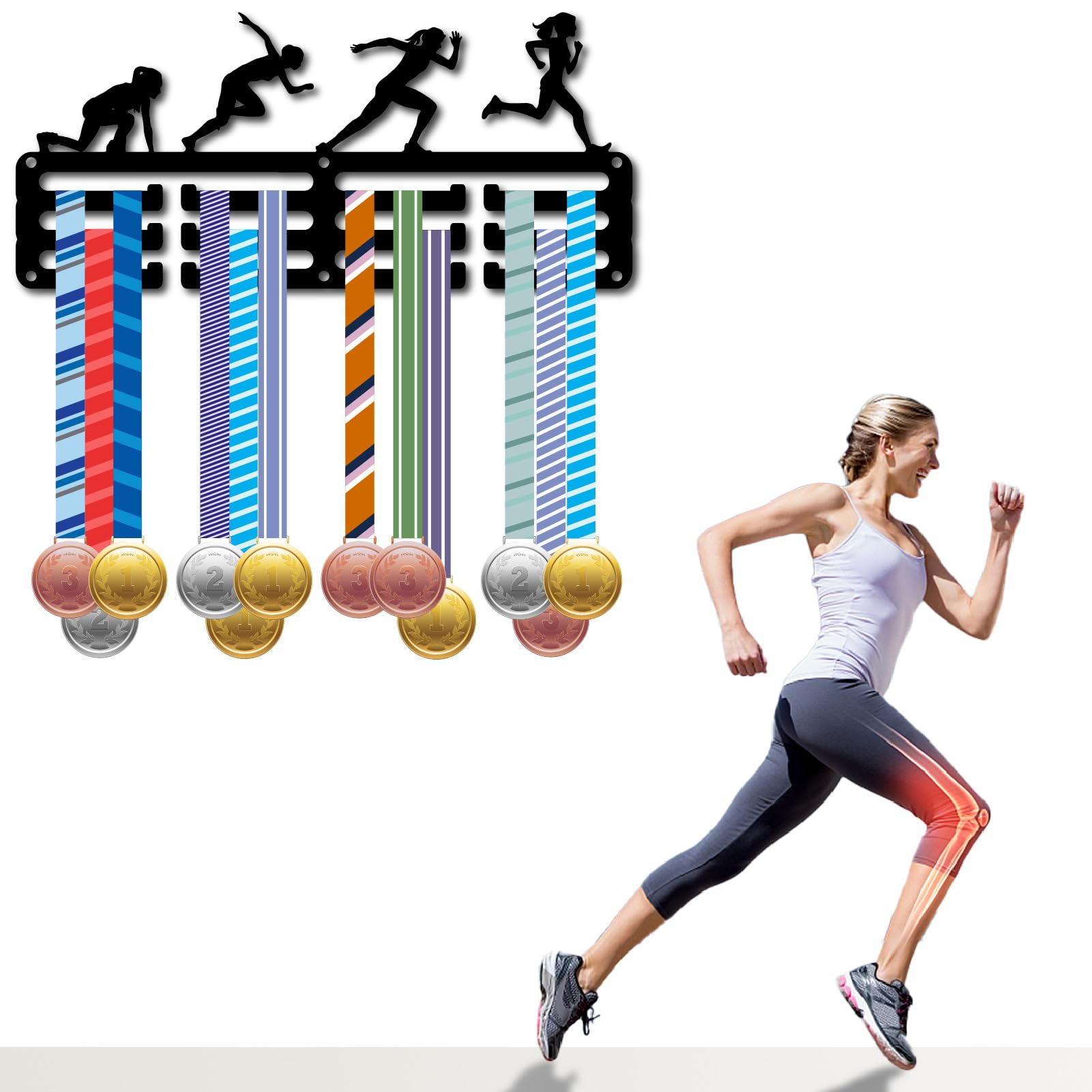 CREATCABIN Soporte para Medallas de Atletismo, Soporte para Exhibición de Medallas, Marco de Pared, Atletismo, Corredores, s Deportivas, Cintas, Soporte para Colgar, Ganchos Pequeños para Correr En la — view 7