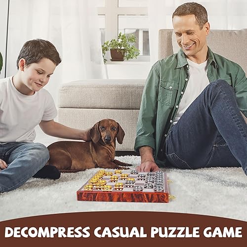 Miniatura 7 de Juego de ajedrez y damas de metal 2 en 1 para adultos y niños - Juegos de ajedrez de viaje de lujo de madera plegable con almacenamiento - Juego de