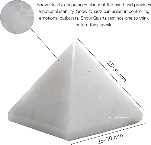 Miniatura 2 de Amazing Gemstone White Agate Snow Quartz Pyramid Crystal Healing Stones - 1" Great Pyramid Figurine of Natural Stone Pyramid for Meditation, Reiki