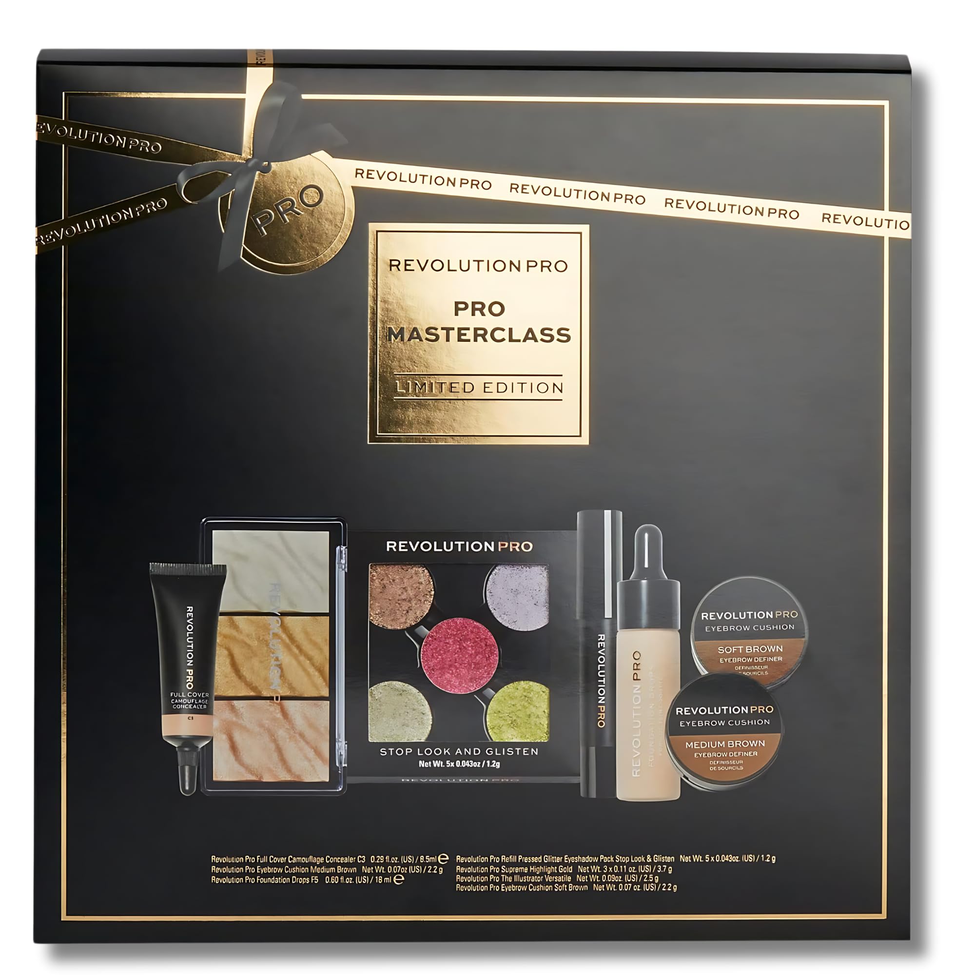 Makeup Revolution Pro Masterclass Set, The Ultimate PRO Glam Kit for Party-Ready Looks with Full Coverage Concealer