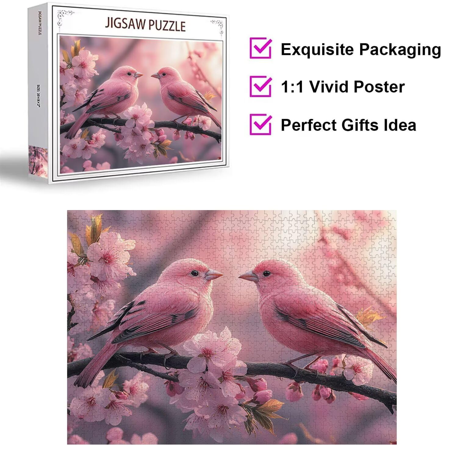 Puzzle dla dorosłych 4000 elementów trudne wyzwanie, ptak, n-615 | Brainteasing puzzle dla dorosłych kwiat wiśni gry mózgowe zwiększają kreatywność układanki 3D, relaks i rozrywka