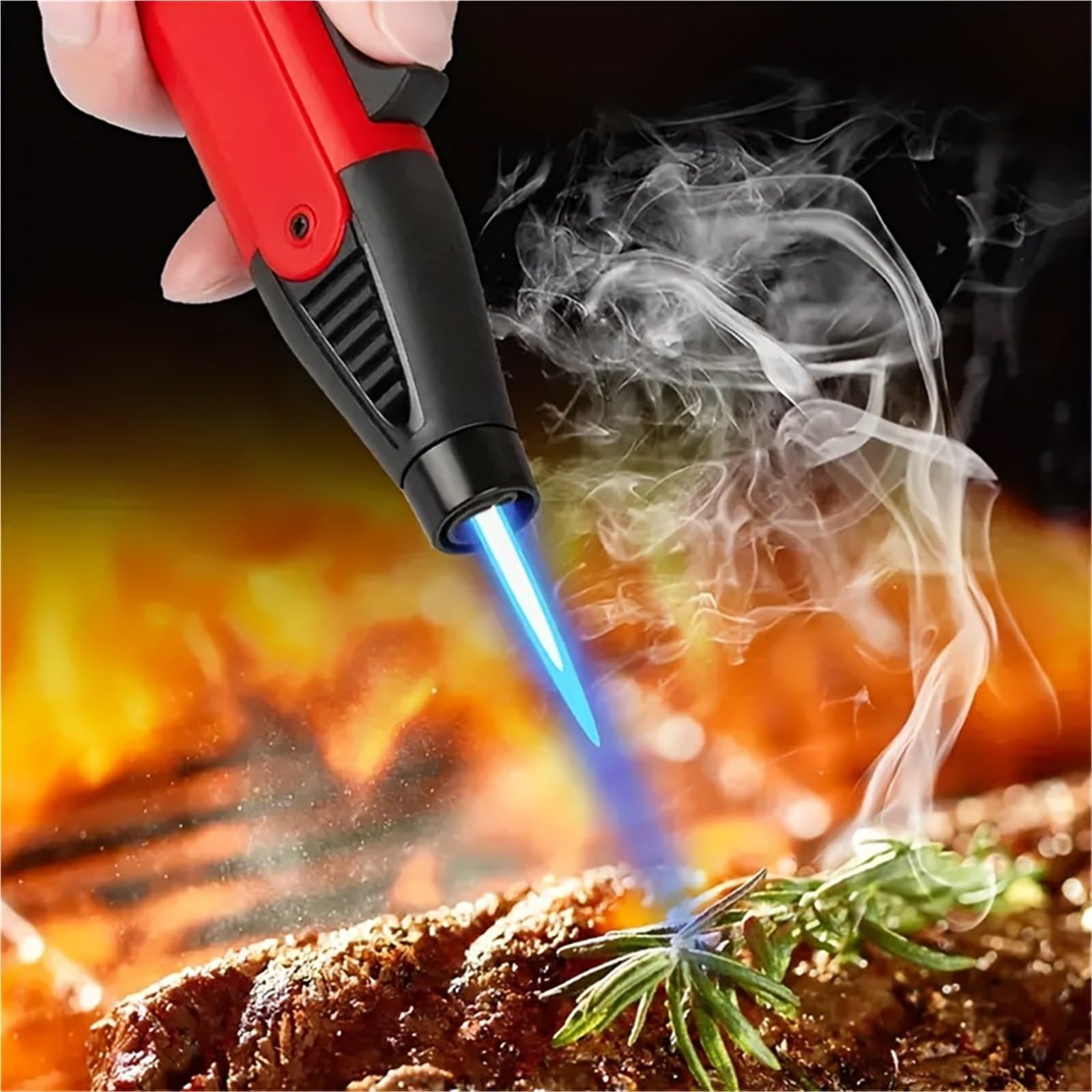 Lot de 5 briquets coupe-vent réglables au butane avec verrouillage de sécurité et allumage à 360 degrés pour le camping et la maison (carburant non inclus)