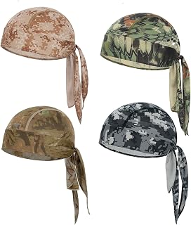 4 PCS Gorro de Bandana para Hombr, Gorra Bandana Deportiva, Pañuelos Cabeza Hombre, Bandana Ciclismo Verano, Hombre Hijab Skull Ciclismo Cap, para Ciclismo de Secado Rápido, Pañuelo Pirata, Diadema